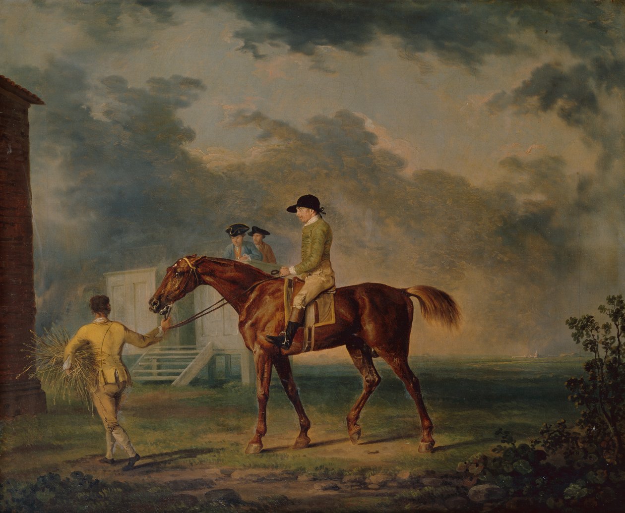 Sir Salomon, A Bay Racehorse with J.Singleton, Newmarket (olje på lerret) av George Stubbs