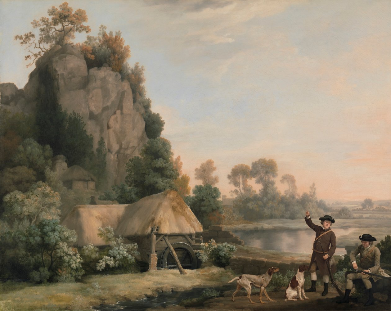 To herrer på skyting, med utsikt over Creswell Crags, tatt på stedet av George Stubbs