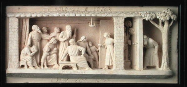 The Release of Peter, produsert av Doulton & Co., ca. 1872-82 (terrakotta) av George Tinworth