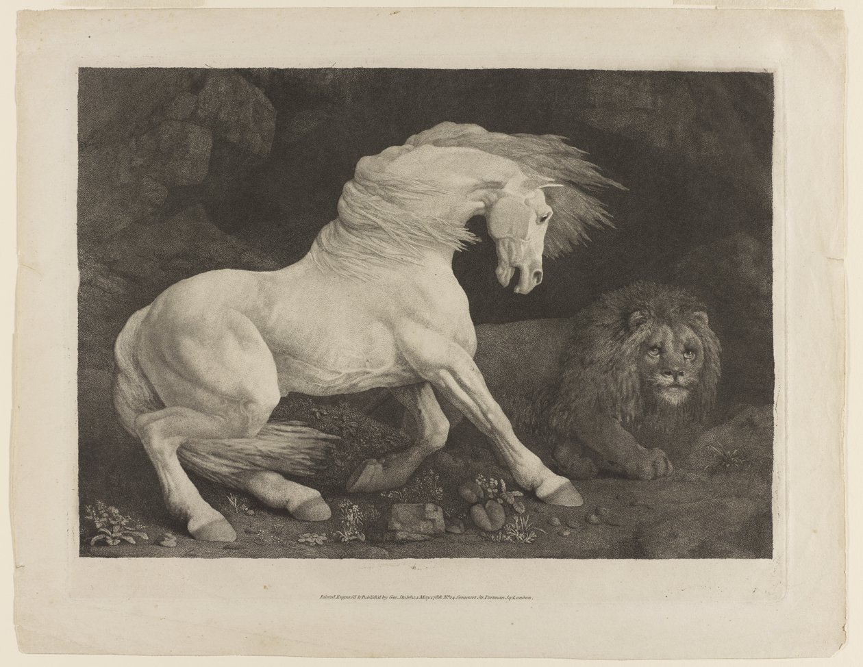 En hest skremt av en løve, etter George Stubbs (1724-1806) av George Townley Stubbs