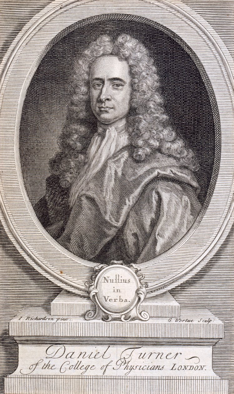Daniel Turner, MD, LRCP, lege, 1717 av George Vertue