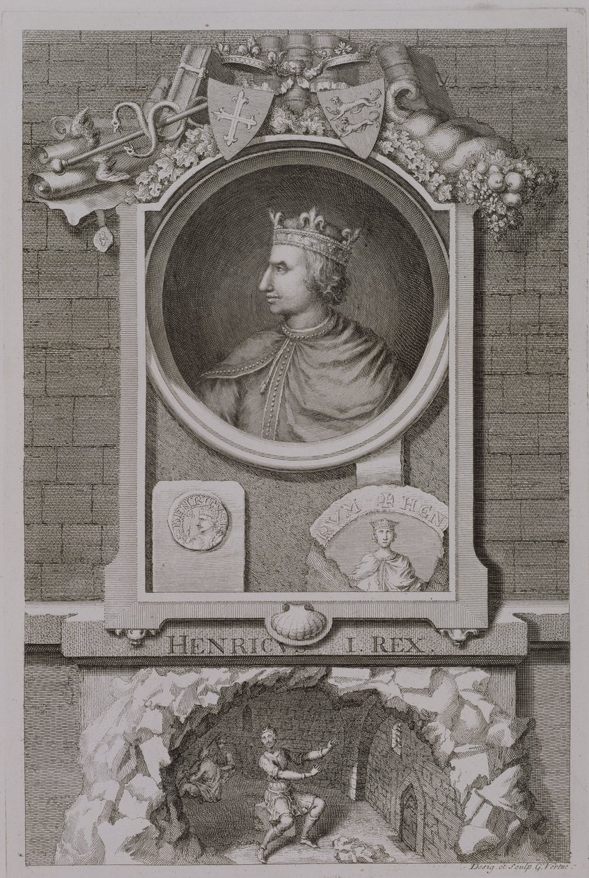 Henry I (1068-1135) Konge av England fra 1100, gravert av kunstneren av George Vertue