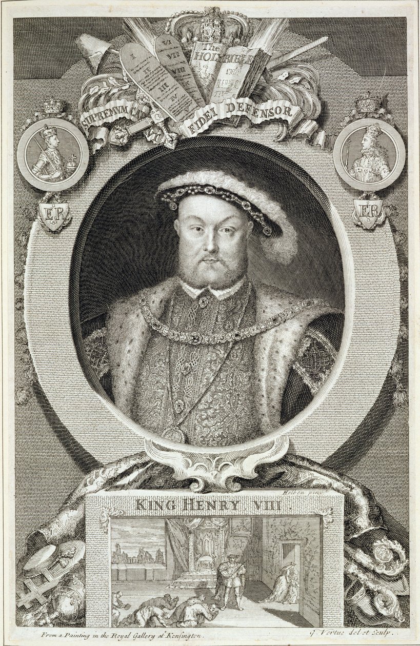 Henry VIII (1491-1547), etter et maleri i Royal Gallery i Kensington av George Vertue