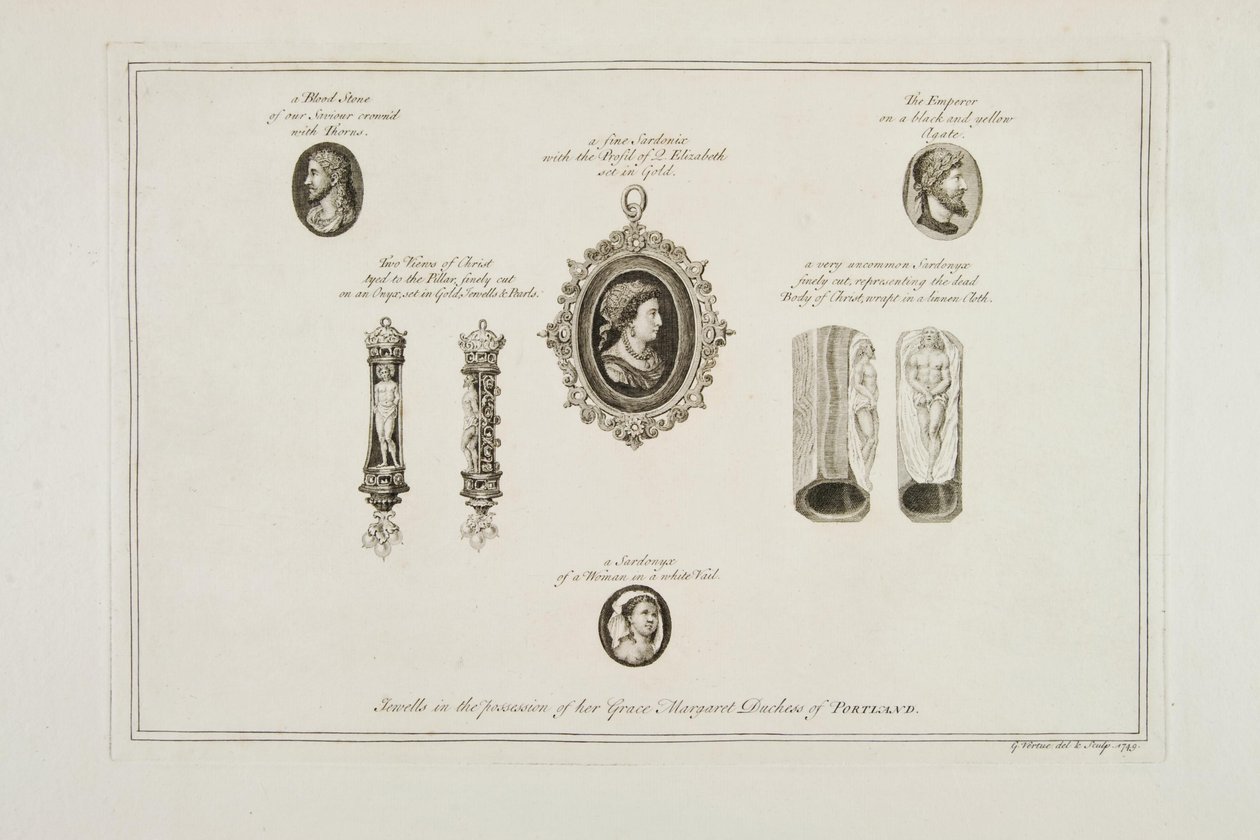 Juveler i besittelse av Her Grace Margaret hertuginne av Portland, 1749 av George Vertue