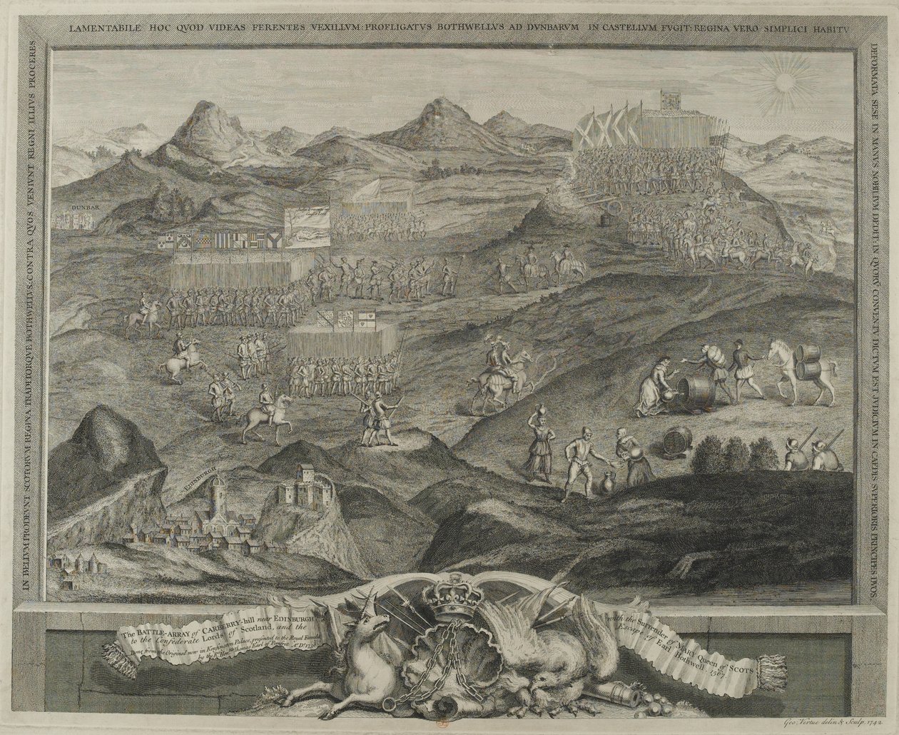 Battle Array of Carberry Hill nær Edinburgh i 1567, ca. 1738 av George Vertue