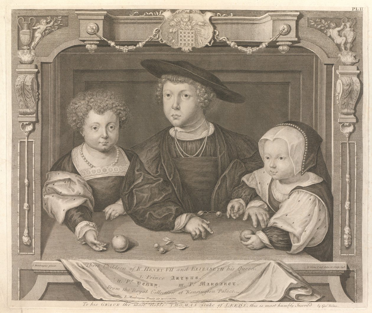 Tre barn av kong Henrik VII og Elizabeth av York, hans dronning av George Vertue
