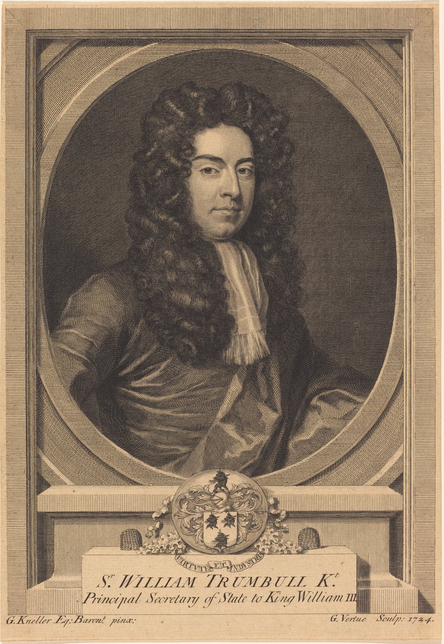 William Trumbull av George Vertue after Sir Godfrey Kneller