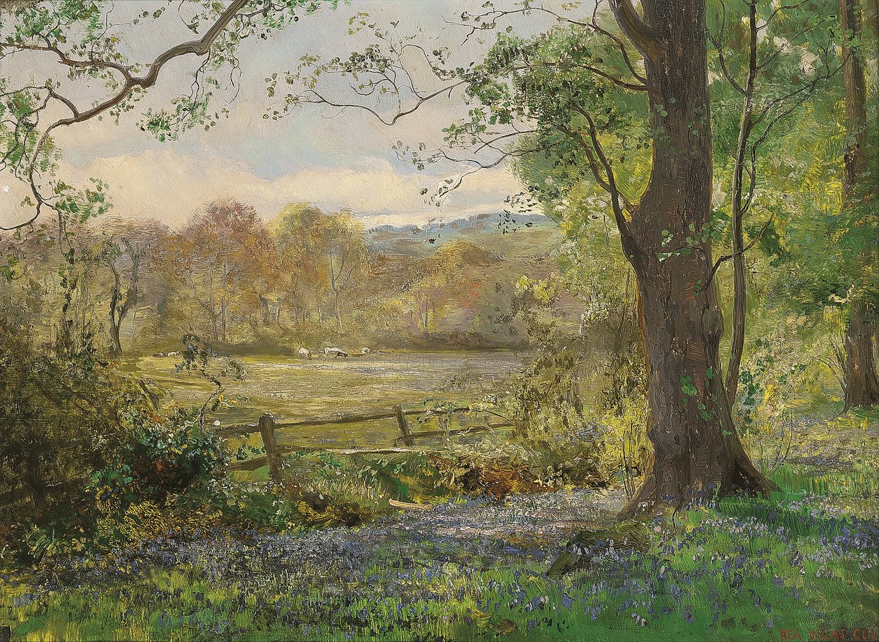Springtime (olje på panel) av George Vicat Cole