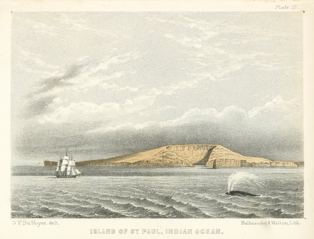 Øya St. Paul, Det indiske hav (farget gravering) av George Victor Du Noyer