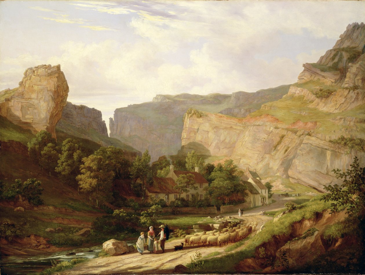 En utsikt over Cheddar Gorge (olje på lerret) av George Vincent