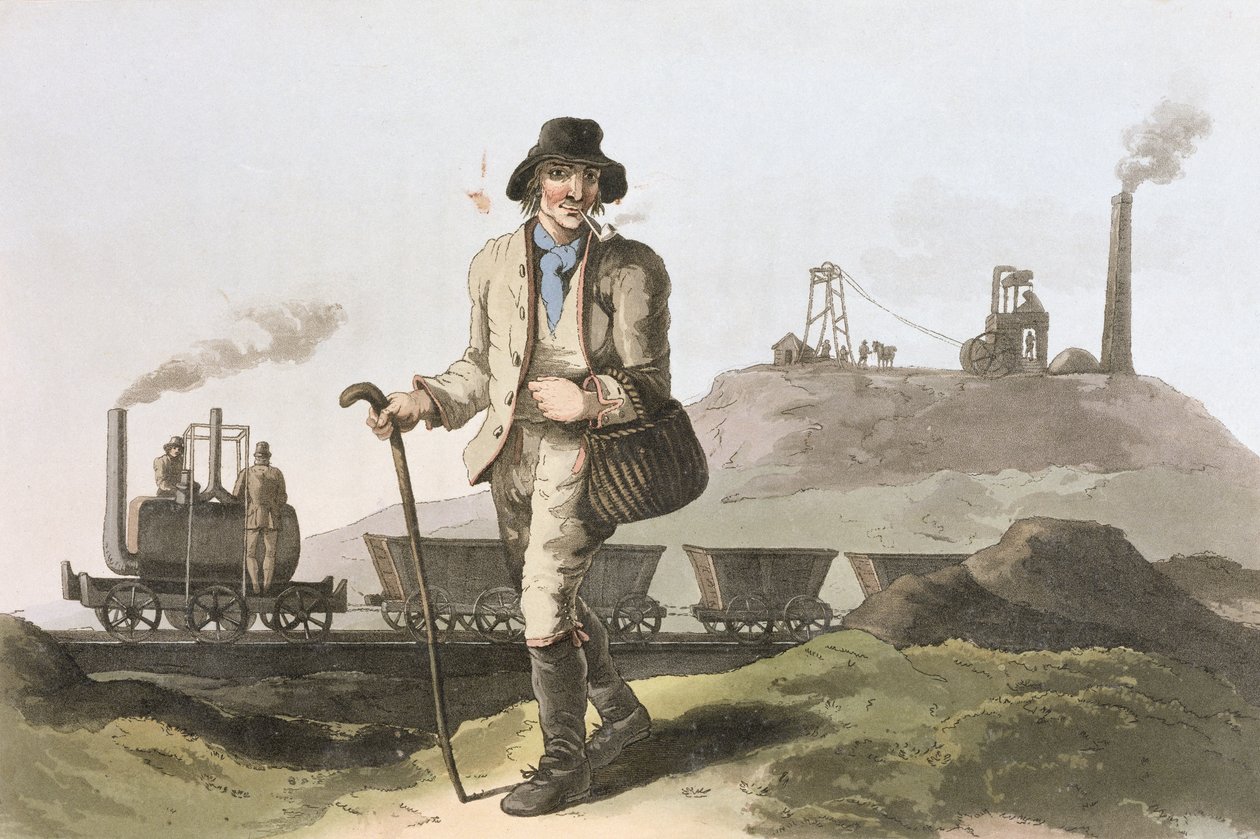 Blenkinsop lokomotiv ved Middleton colliery nær Leeds, fra `Costume of Yorkshire