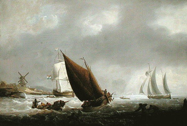 Frakt av en nederlandsk elvemunning (olje på lerret) av George Webster