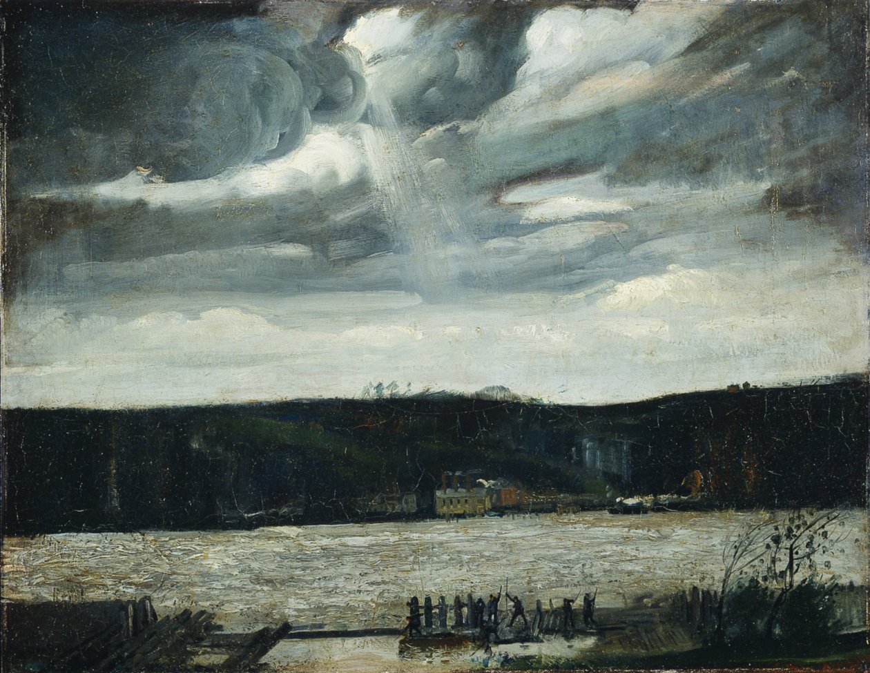 En overskyet dag (Hudsonelven: kommende byge) av George Wesley Bellows