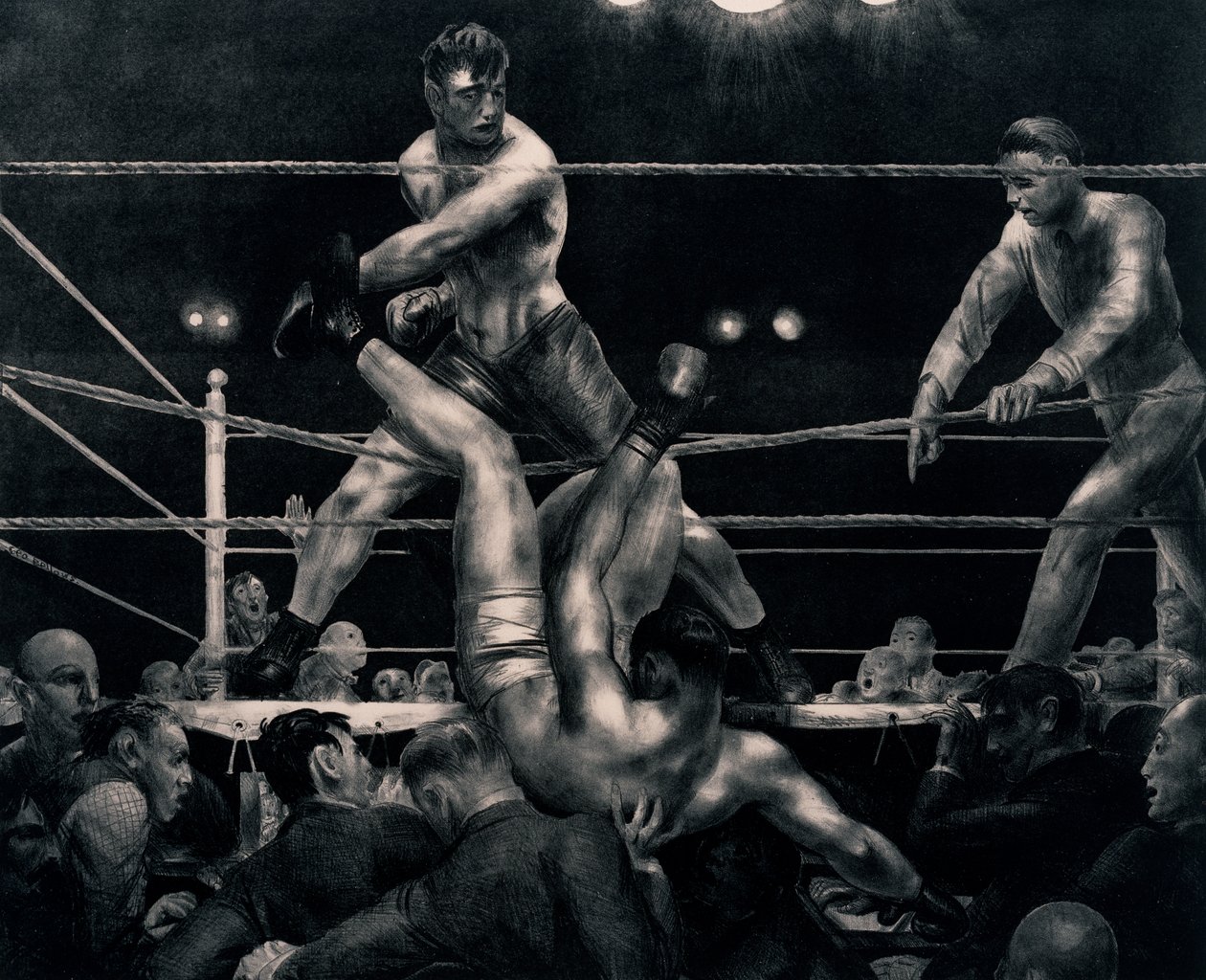 Dempsey og Firpo, 1923-24 av George Wesley Bellows