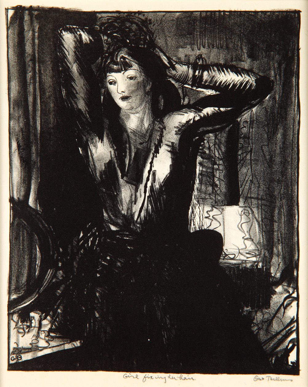 Jente som fikser håret, 1923-24 av George Wesley Bellows