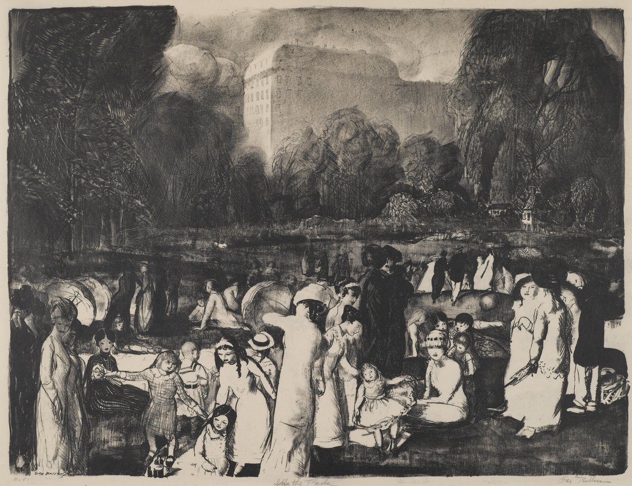 I parken, lys, 1916 av George Wesley Bellows