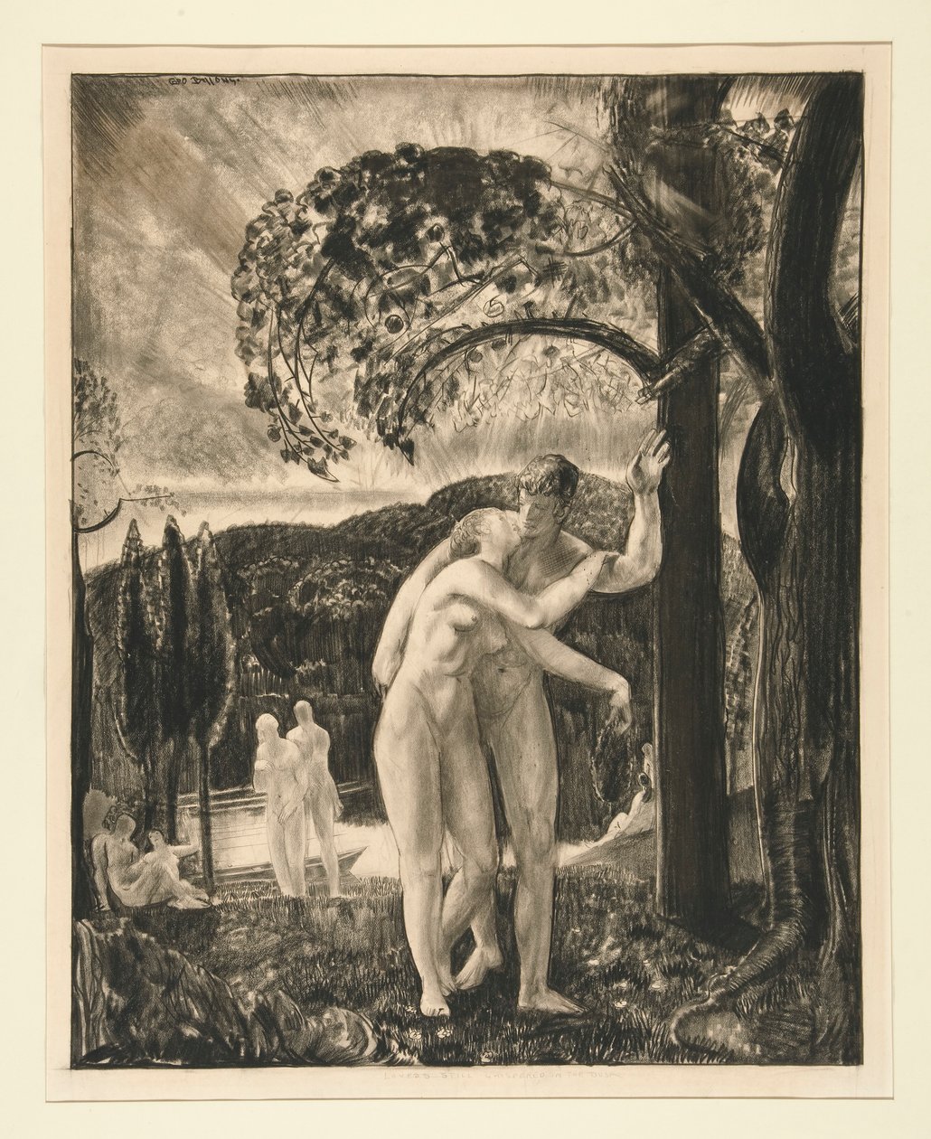 Elskere hvisket fortsatt i skumringen av George Wesley Bellows