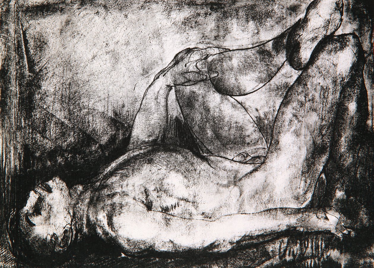 Mann på ryggen, naken, ca. 1916 av George Wesley Bellows