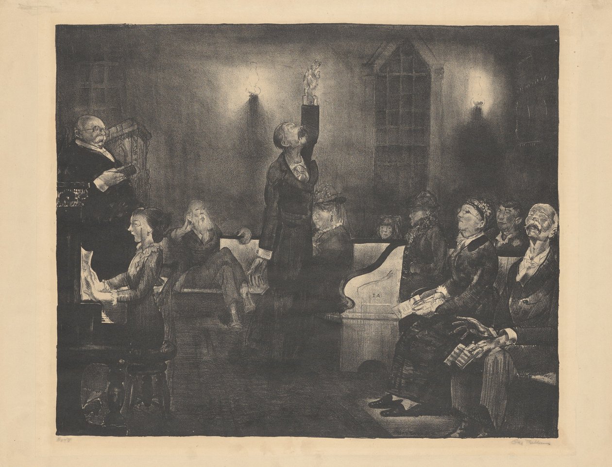 Bønnemøte, andre stein, 1916. av George Wesley Bellows