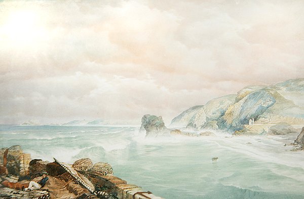 St. Agnes Head, Cornwall, ca. 1855 (akvarell på papir) av George Whitaker