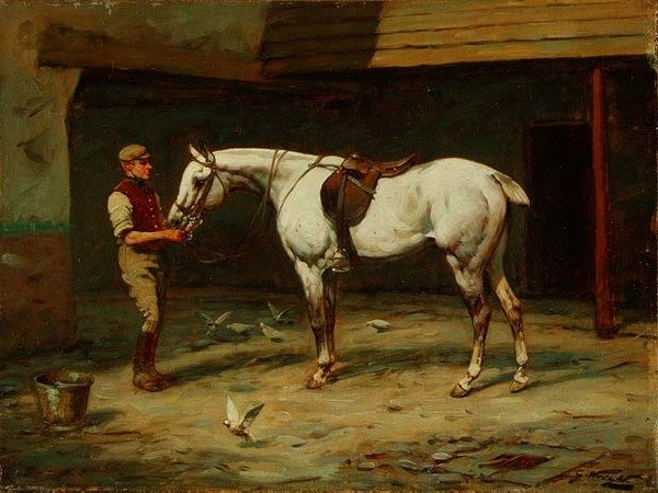 Groom in the Stall Garden (olje på lerret) av George Wright