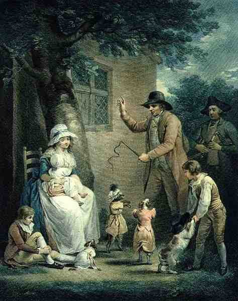 Dancing Dogs, gravert av Thomas Gaugain (1748-1812), pub. av T. Philipe, 1796 (stippgravering) (par 125548) av George after Morland