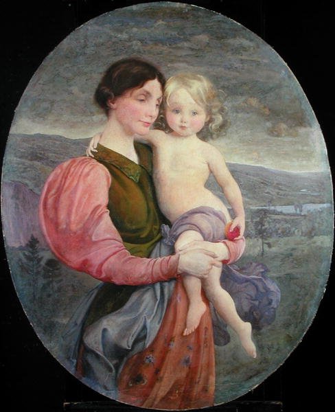 Mor og barn: En moderne Madonna av George de Forest Brush or Brusch