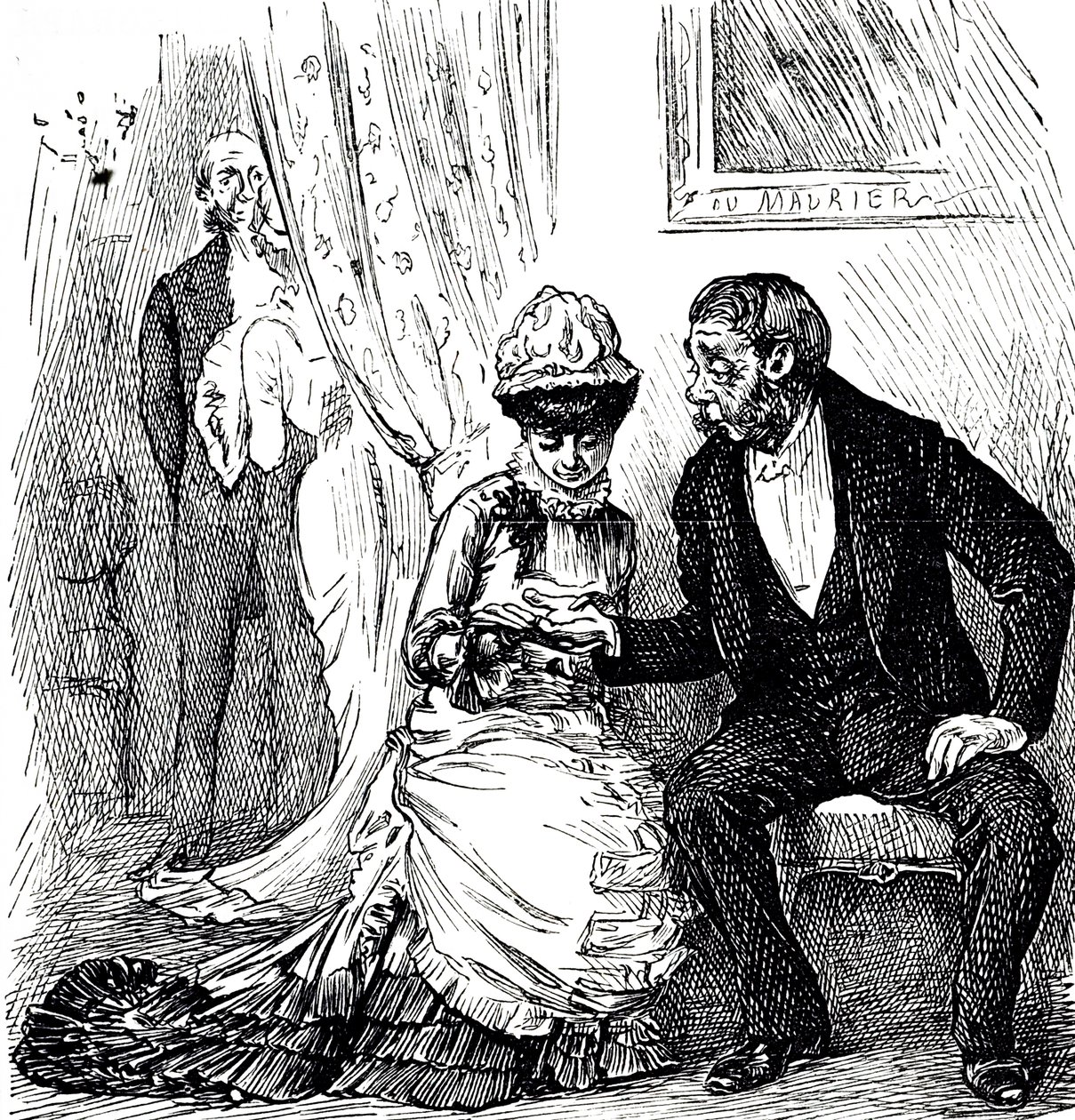 En tegneserie som kommenterer populariteten til palmistry blant de velstående. Illustrert George du Maurier (1834-1896), en fransk-britisk tegneserieskaper og forfatter av George du Maurier