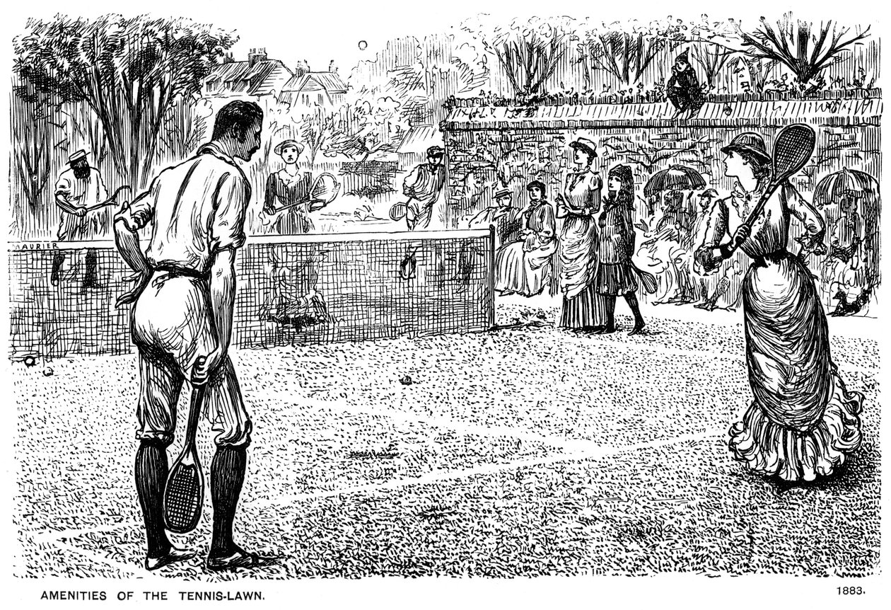 Fasiliteter på Tennis Lawn, 1883 1891. av George du Maurier