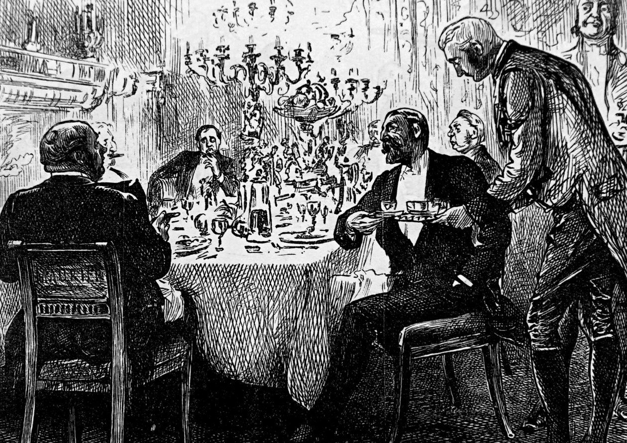 En overklassefamilie ved bordet av George du Maurier