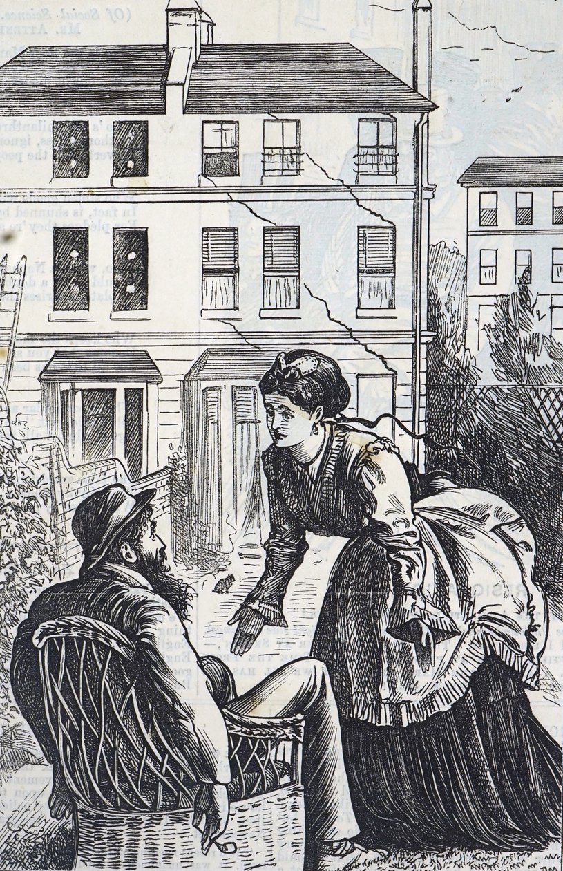 Tegneserie som kommenterer rask byutvidelse og Jerry-bygging av George du Maurier
