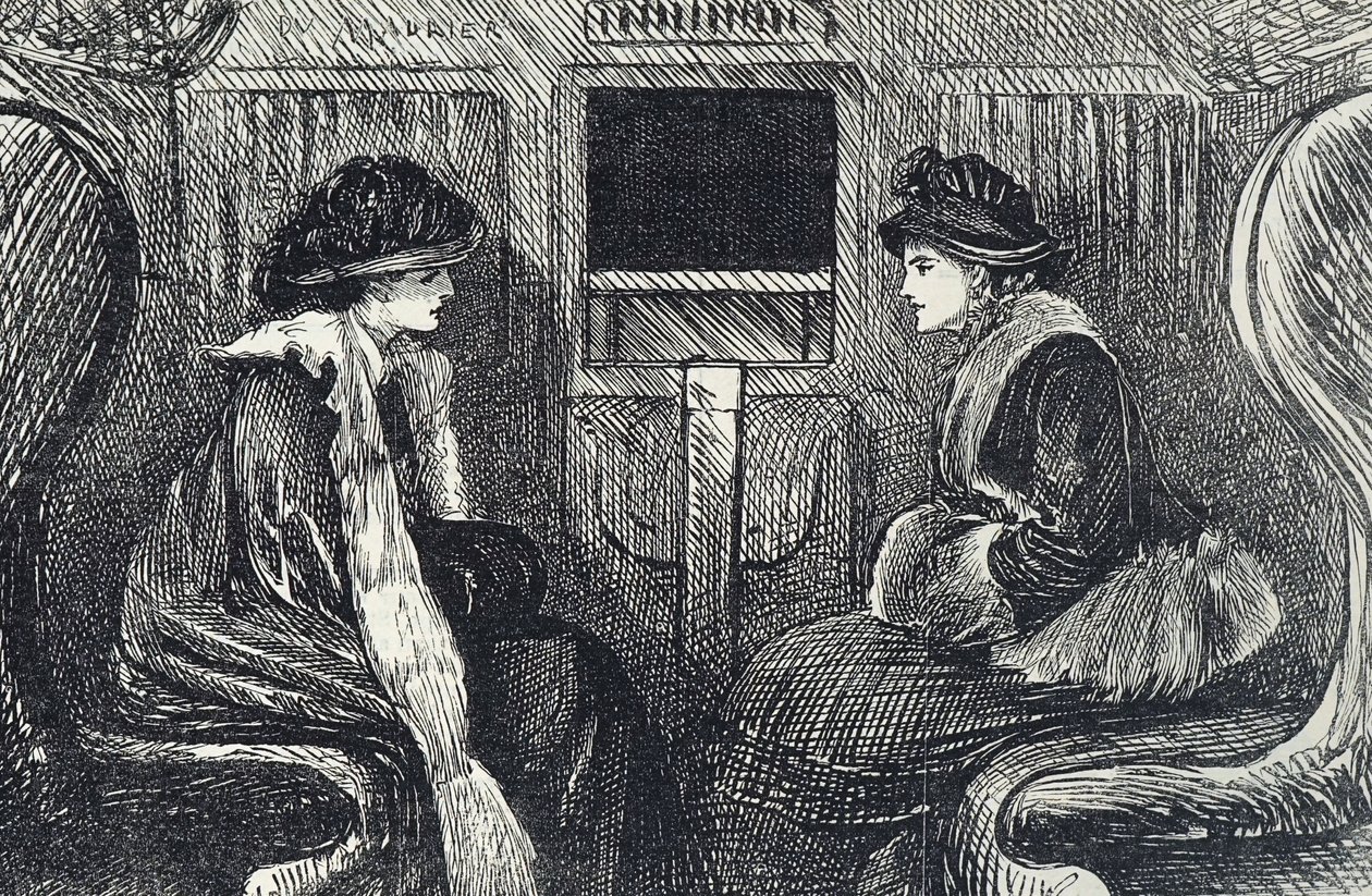 Tegneserie som viser passasjerer på London Underground av George du Maurier