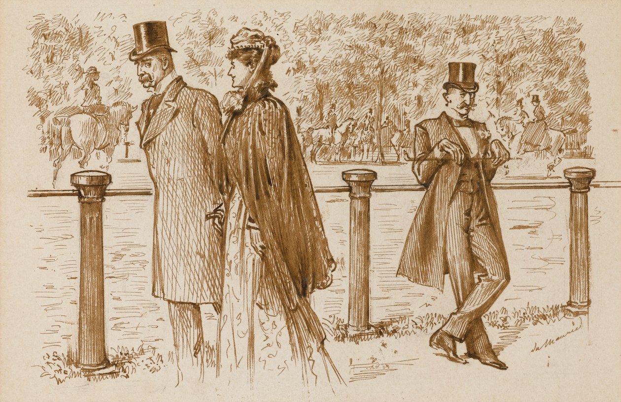 En Passant: Det er Bounderson, ikke sant? Han skulle ha blitt druknet som en rnPuppy!, Punch Magazine, 23. juli 1892 (penn og sepia blekk på papir) av George du Maurier