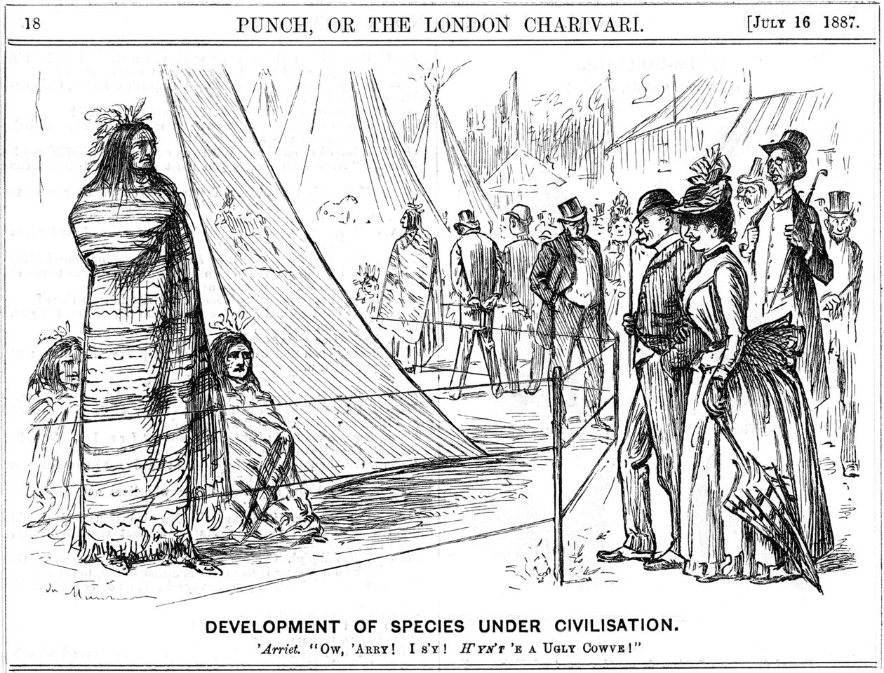 George du Maurier tegneserie fra Punch som illustrerer Darwinisme, 1887 av George du Maurier