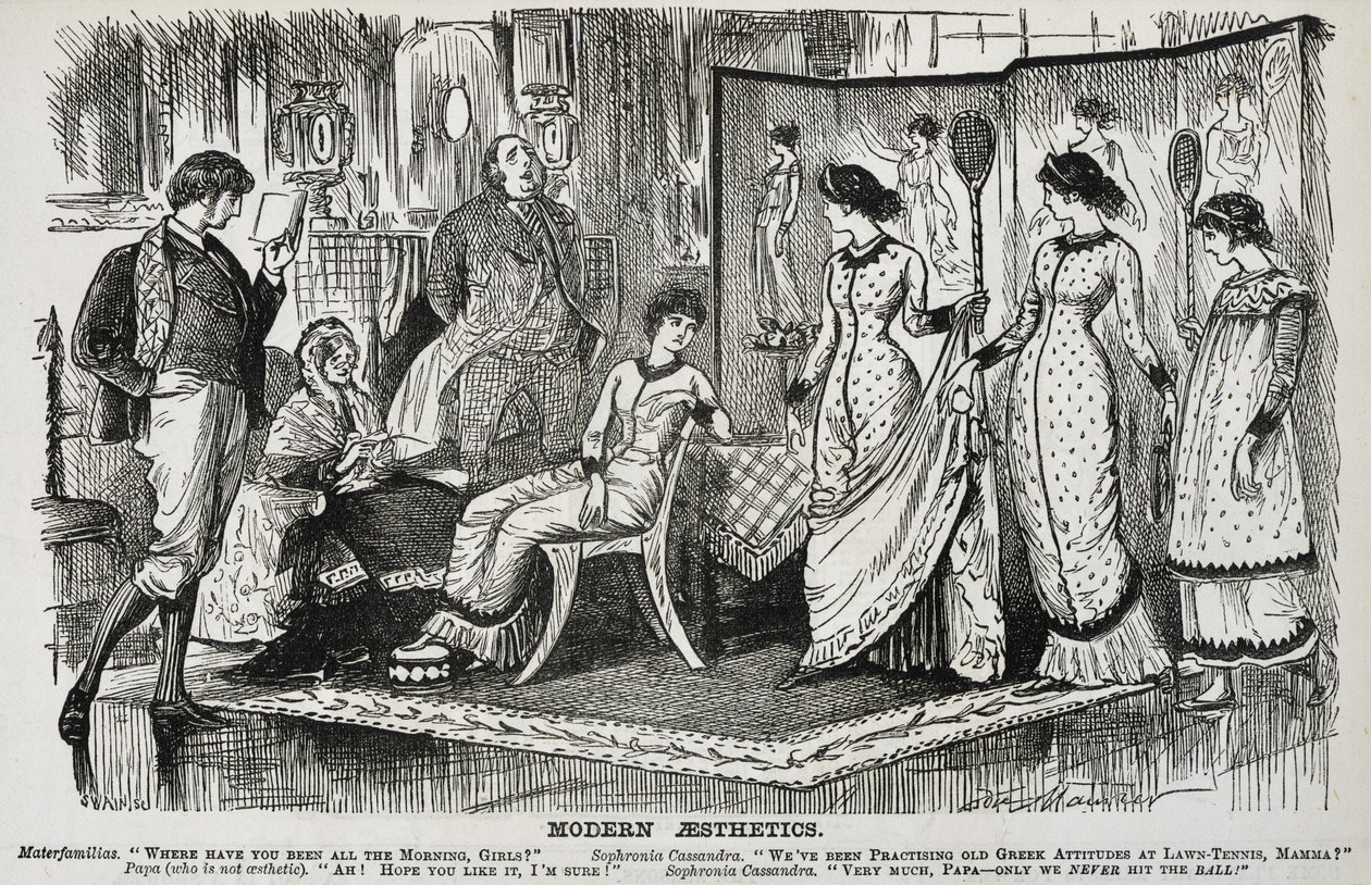 George du Maurier tegneserie om den fasjonable estetiske bevegelsen i dekorativ kunst. Fra ''Punch'', London av George du Maurier