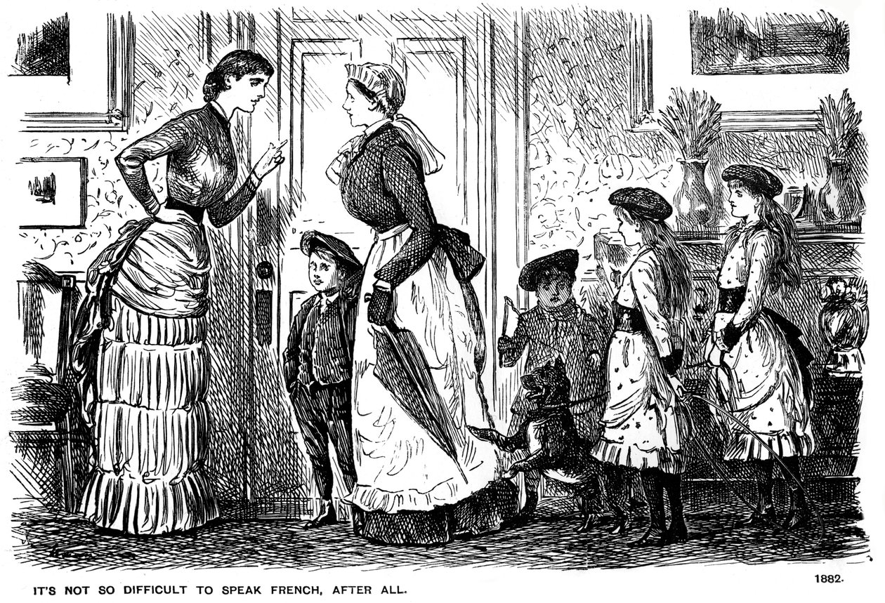 Det er ikke så vanskelig å snakke fransk, tross alt, 1882 1891. av George du Maurier