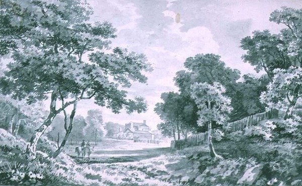 Et hus sett over Open Parkland av George the Elder Barret