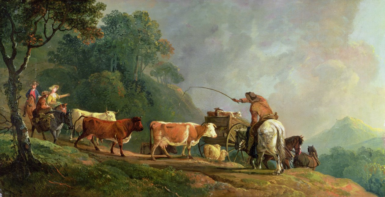 Going to Market (olje på lerret) av George the Elder Barret