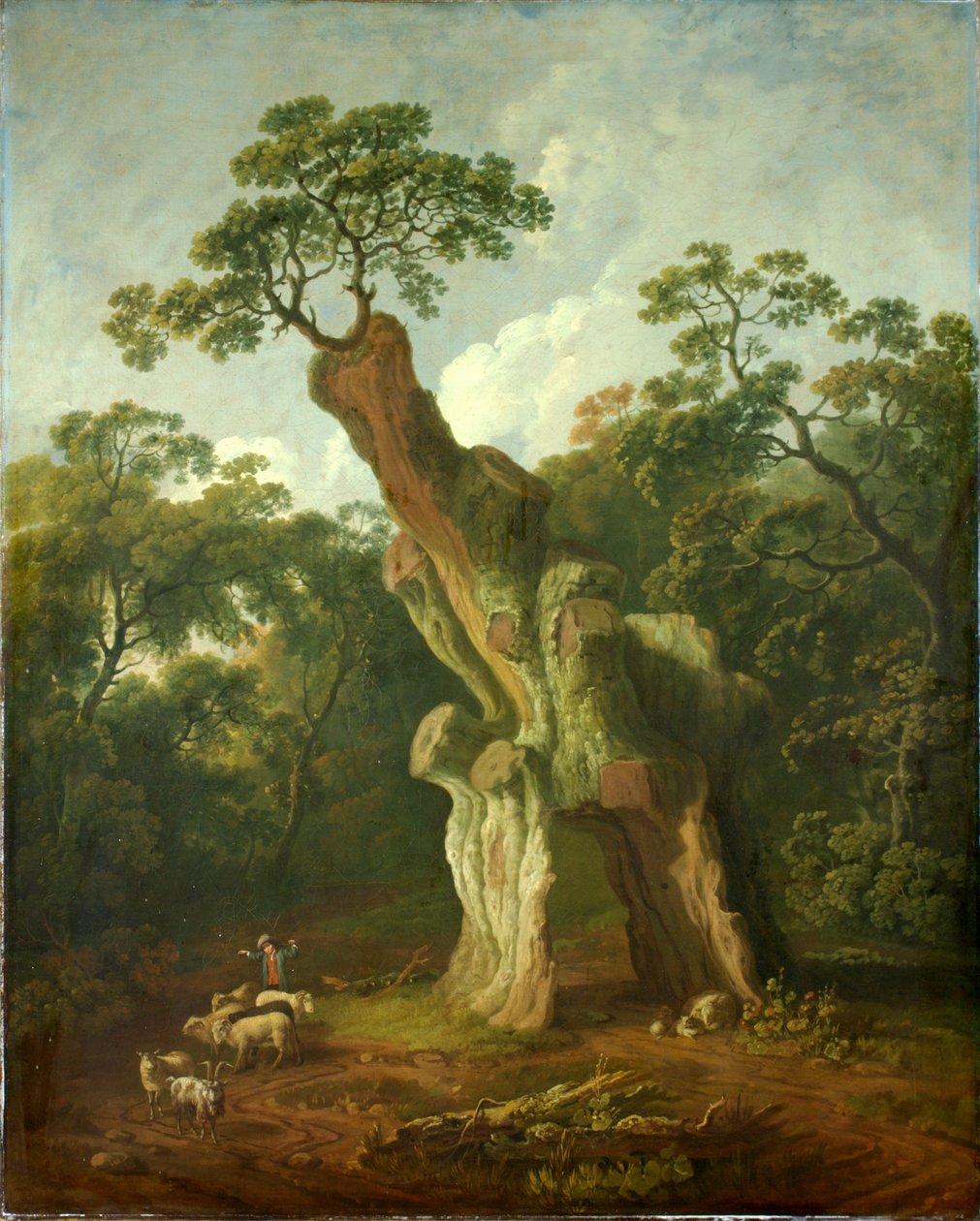 Utsikt over Greendale Oak i Welbeck Park (olje på lerret) av George the Elder Barret