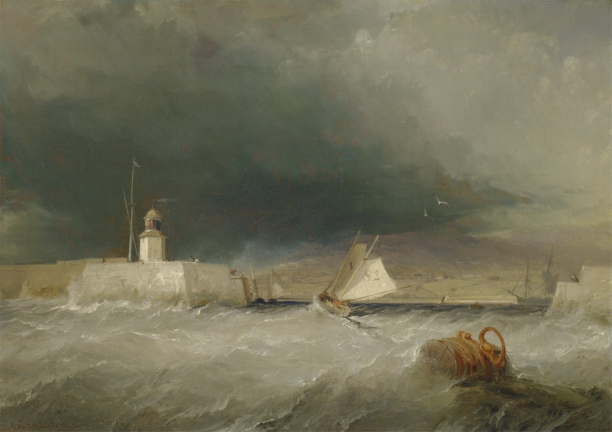 Havn på en stormfull dag av George the Elder Chambers
