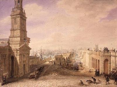 Gamle og nye London Bridges av George the Elder Scharf