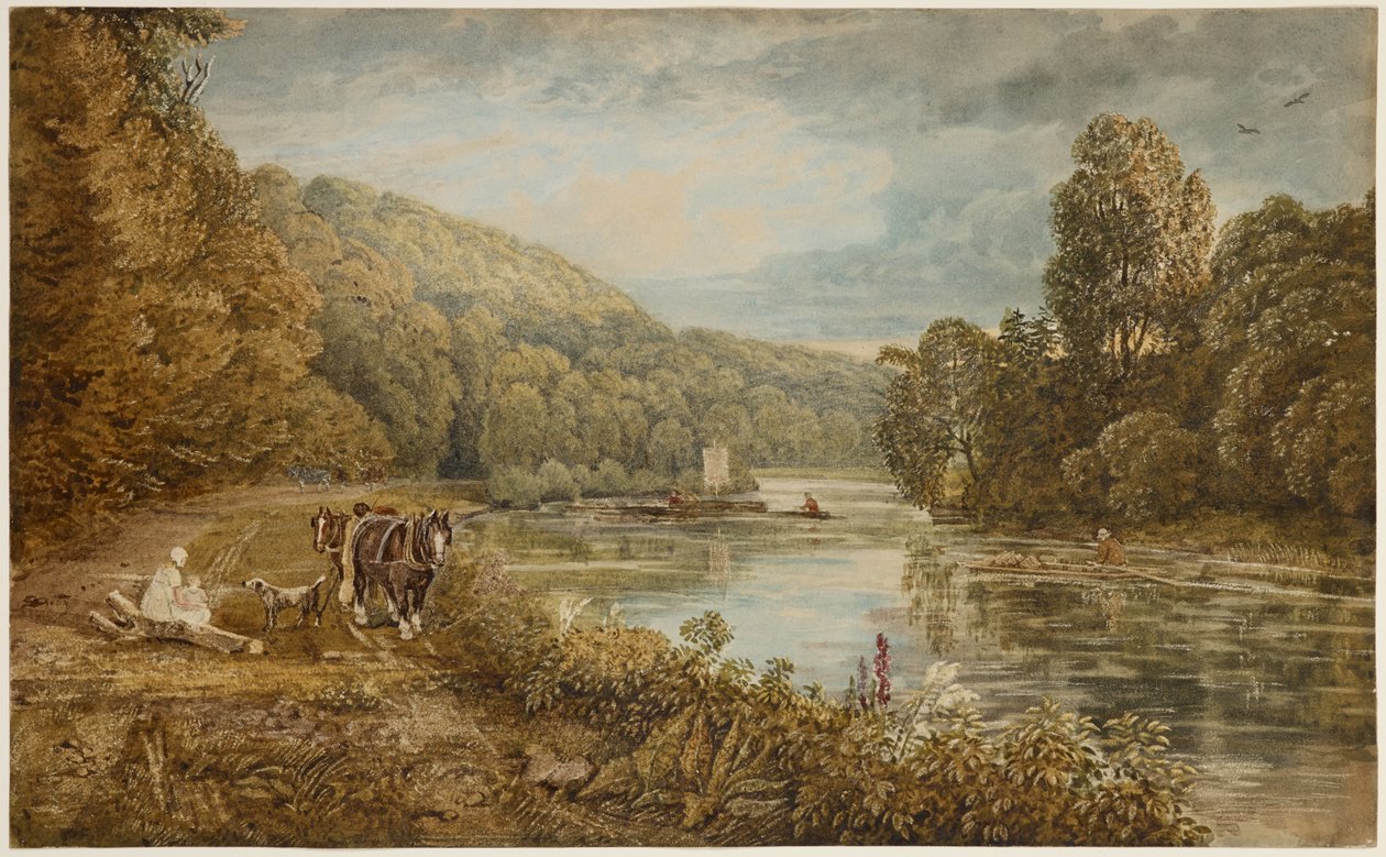 Cliveden Woods, ca. 1812 (akvarell på papir) av George the Younger Barret
