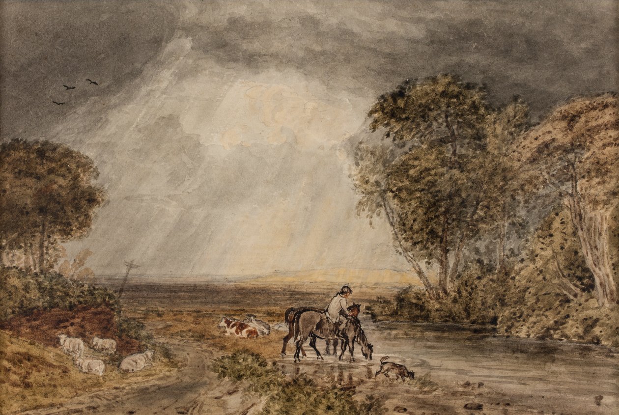 Landskap [The Return Home], dato ukjent (akvarell på papir) av George the Younger Barret