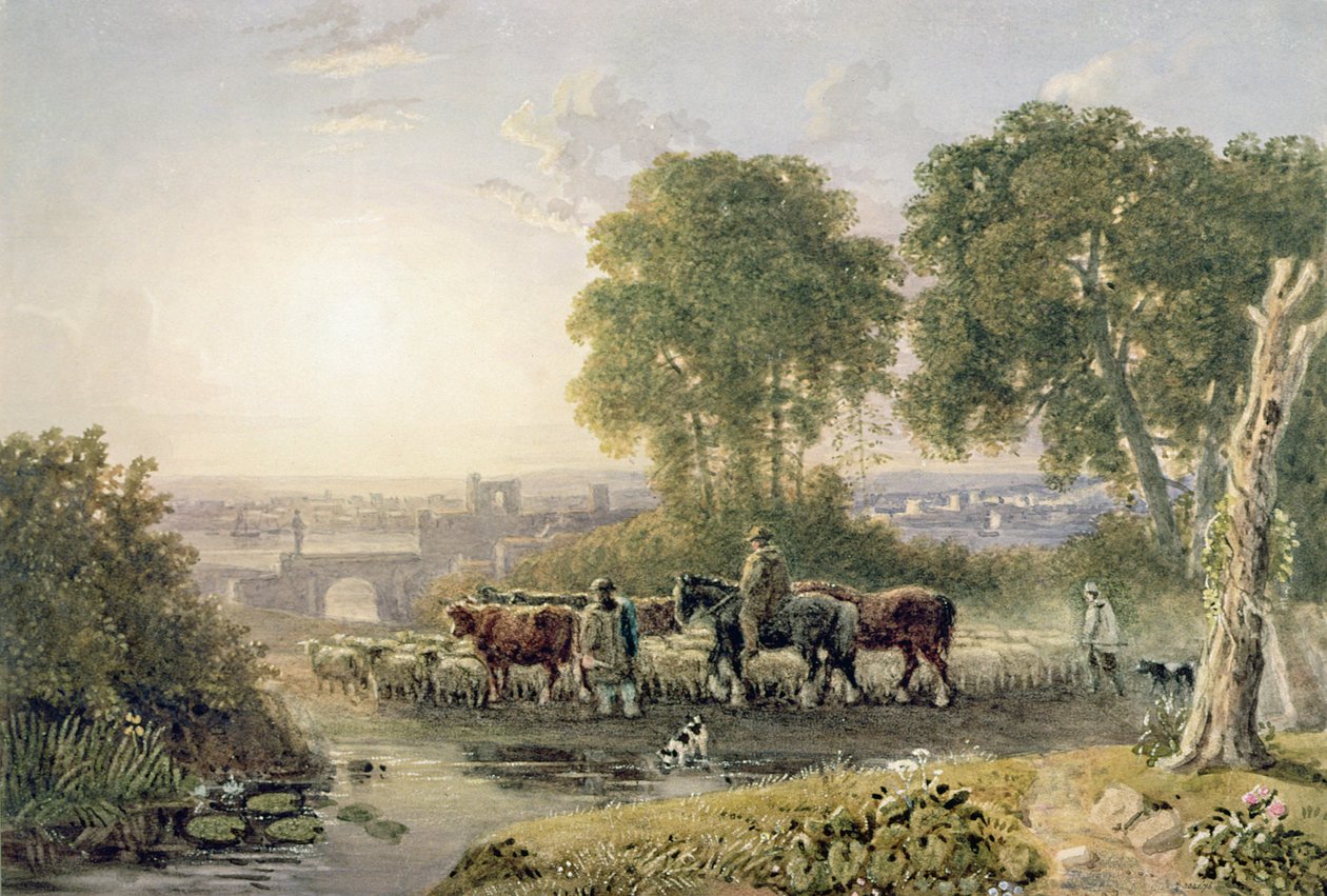 Landskap med drivere av George the Younger Barret