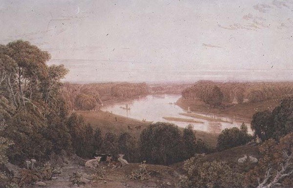 Utsikt fra Richmond Hill, Surrey av George the Younger Barret