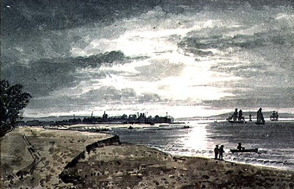 Utsikt over elven Adur med New Shoreham i det fjerne av George the Younger Barret