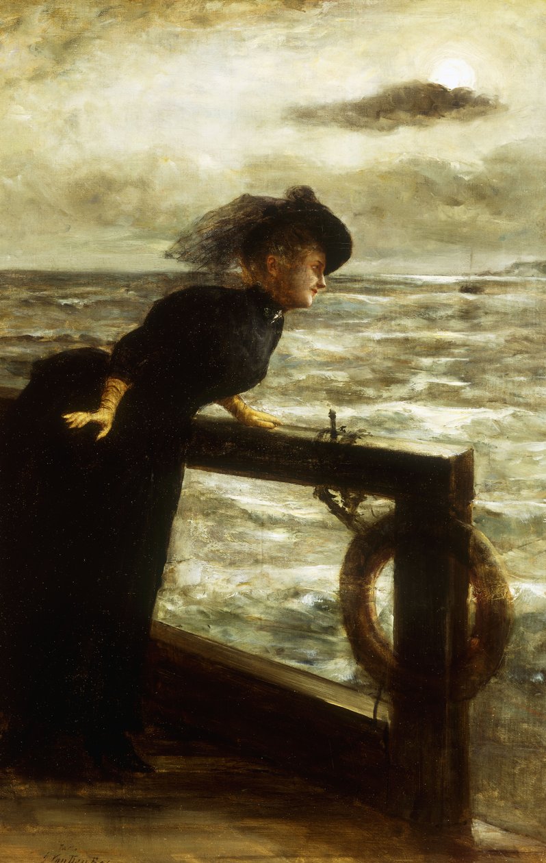 Lady in Black by the Sea, av George van den Bos