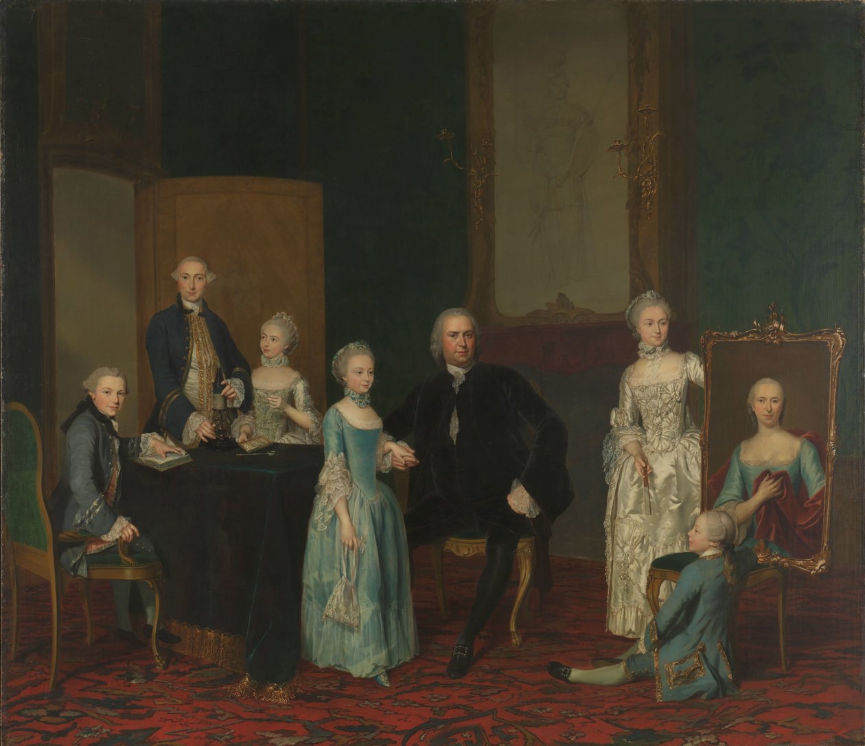 Portrett av Pieter Cornelis Hasselaer, rådgiver for det nederlandske østindiske kompaniet og borgmester i Amsterdam, med sin familie av George van der Mijn