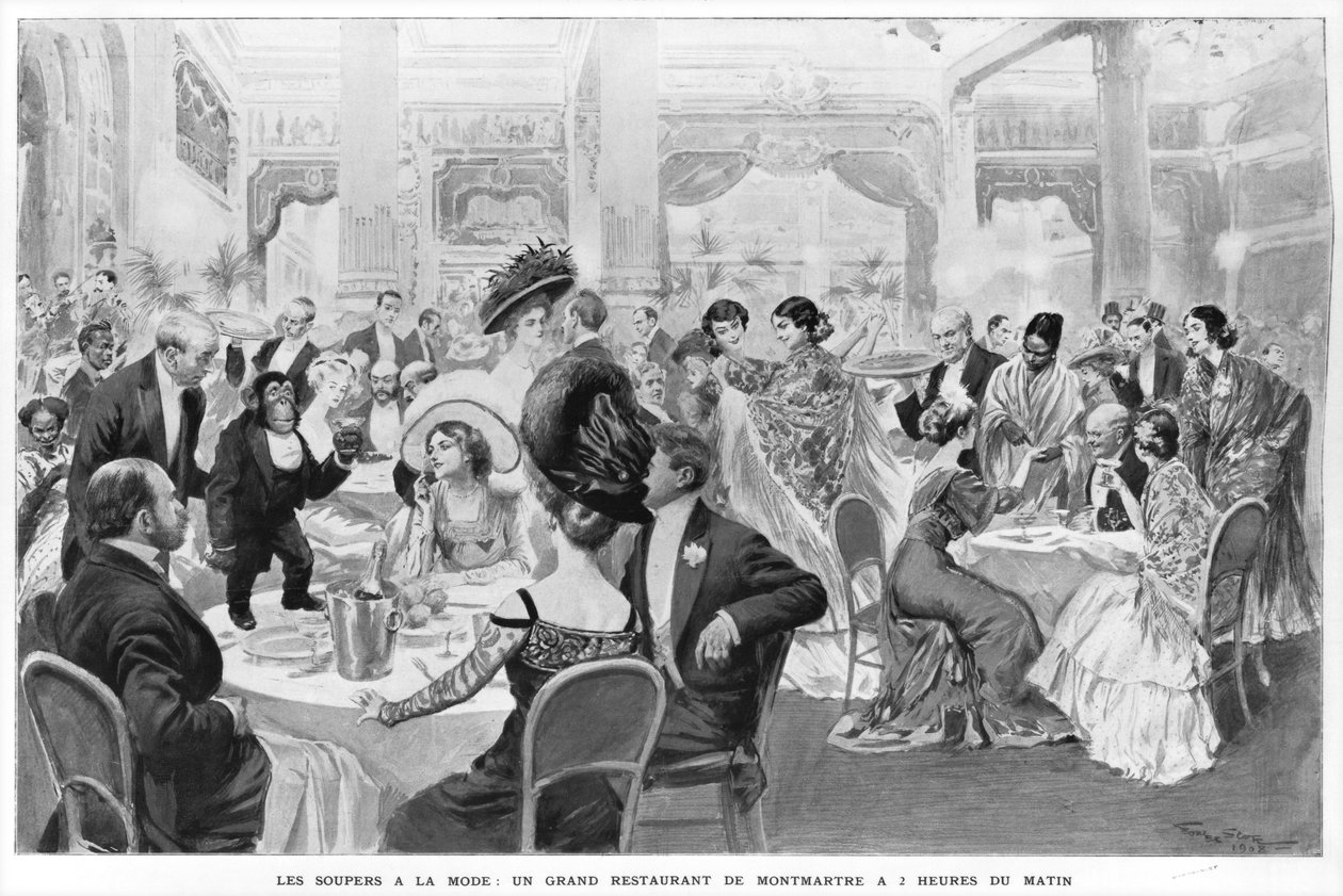 Fasjonable kveldsmat, en god restaurant i Montmartre klokken to om morgenen, 1908 av Georges Bertin Scott