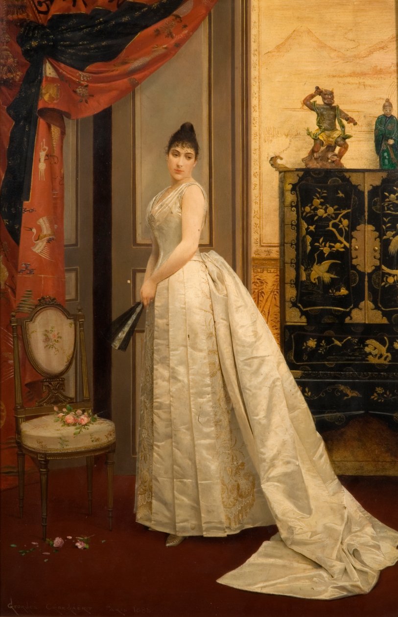 Dame med en vifte, 1888 av Georges Croegaert